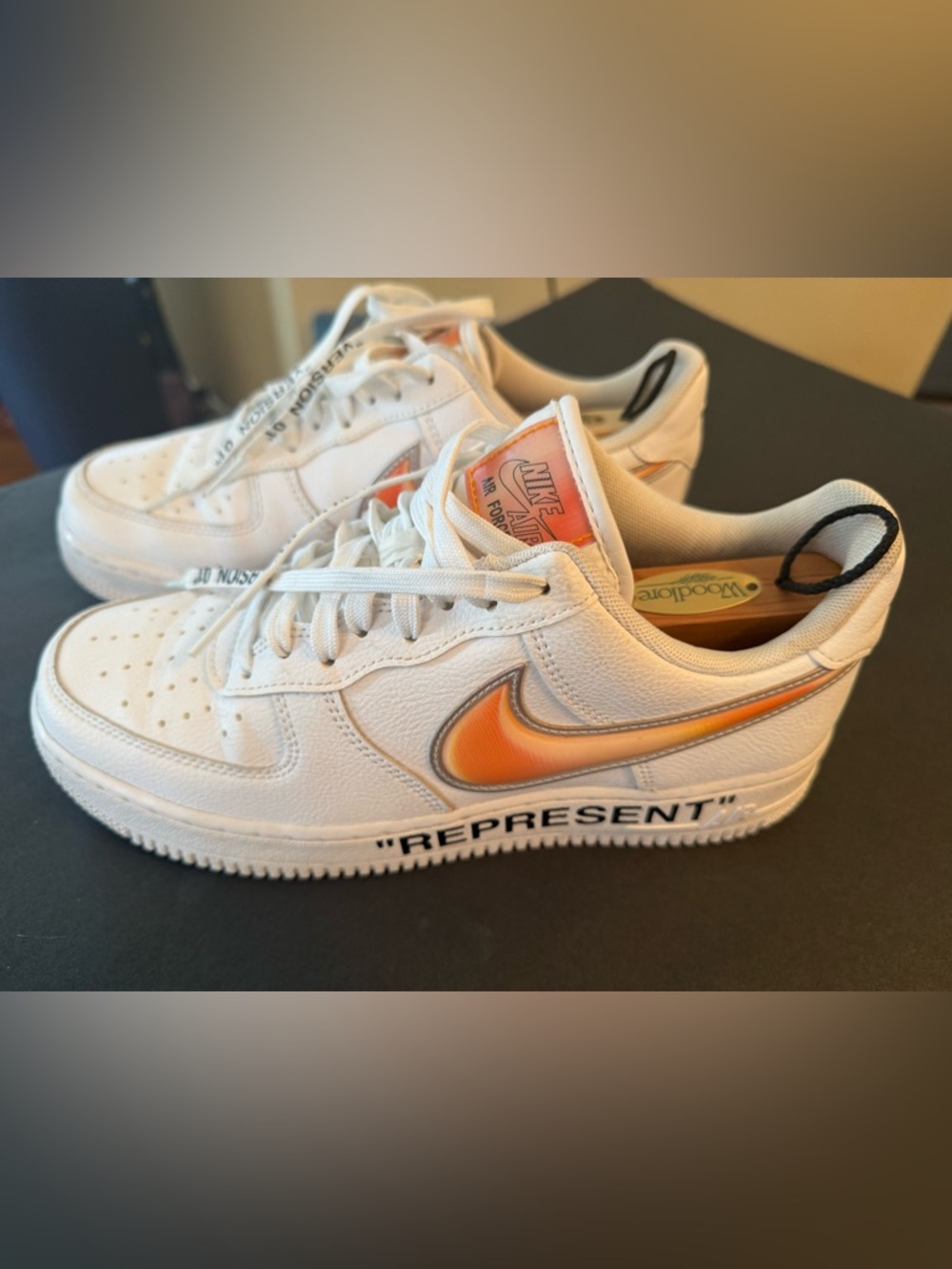 Men’s Size 8 - Nike Air Force 1 Low Oversized Swoosh Customized Orange Peel